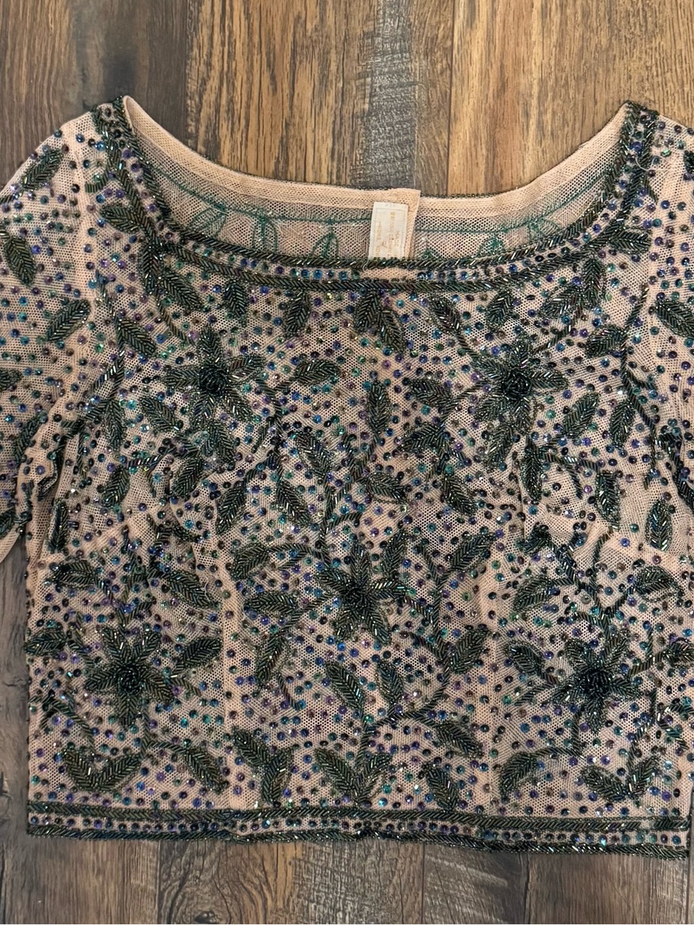 Vintage Embroidered Beaded Floral Top 3/4 Sleeve Size 12 $65 OBO